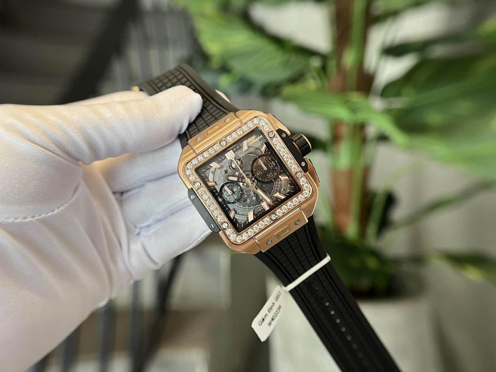 Hublot Square Bang King Gold Custom Moissanite Bezel Top Quality Replica 42mm - 图片 3