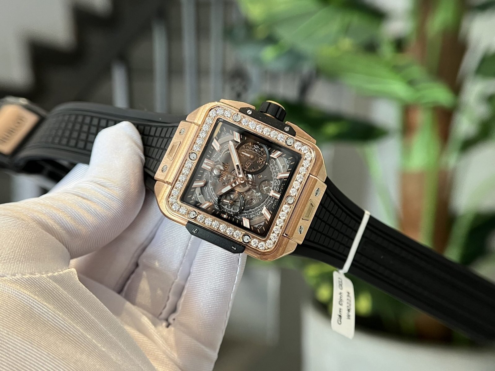 Hublot Square Bang King Gold Custom Moissanite Bezel Top Quality Replica 42mm - 图片 5