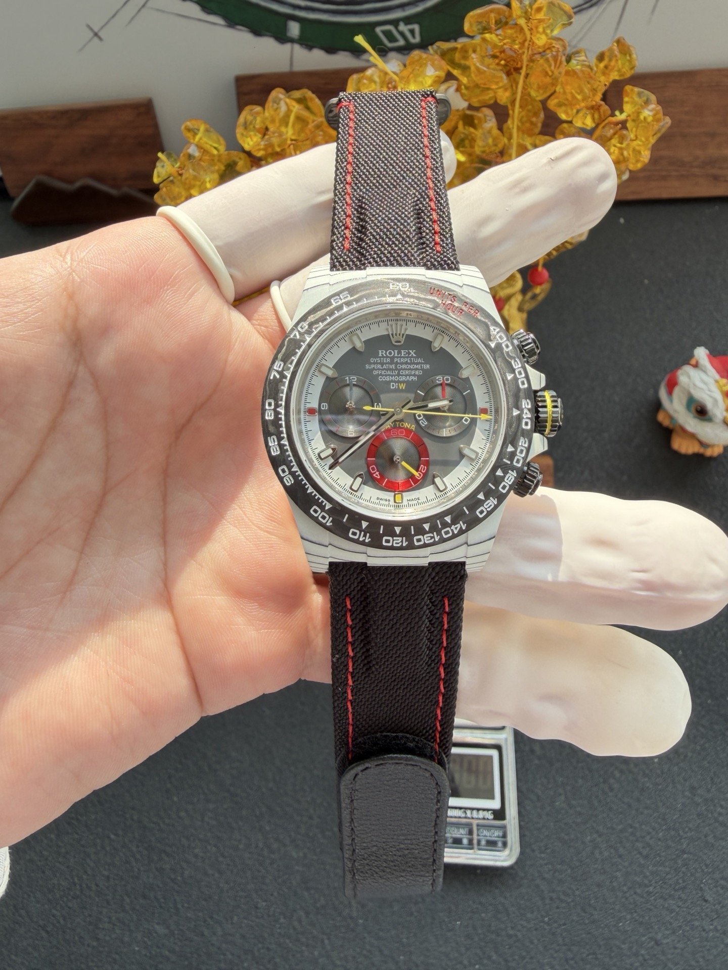 Rolex Daytona DiW Ocellaris Unique Piece White Quartz TPT Nylon Strap 1:1 Best Replica 40mm
