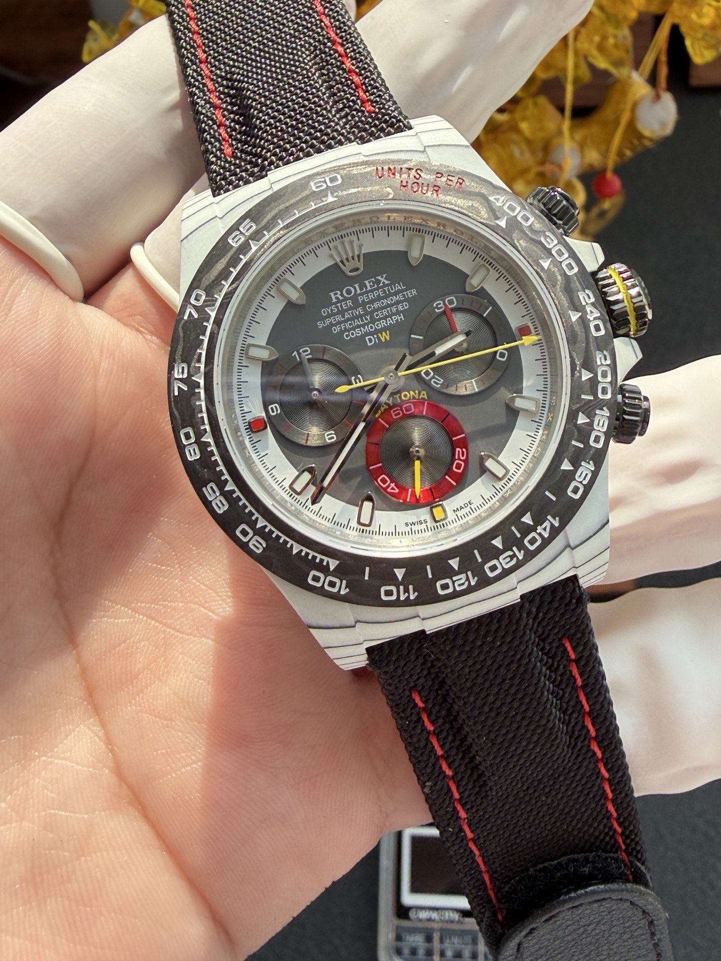 Rolex Daytona DiW Ocellaris Unique Piece White Quartz TPT Nylon Strap 1:1 Best Replica 40mm - 图片 2