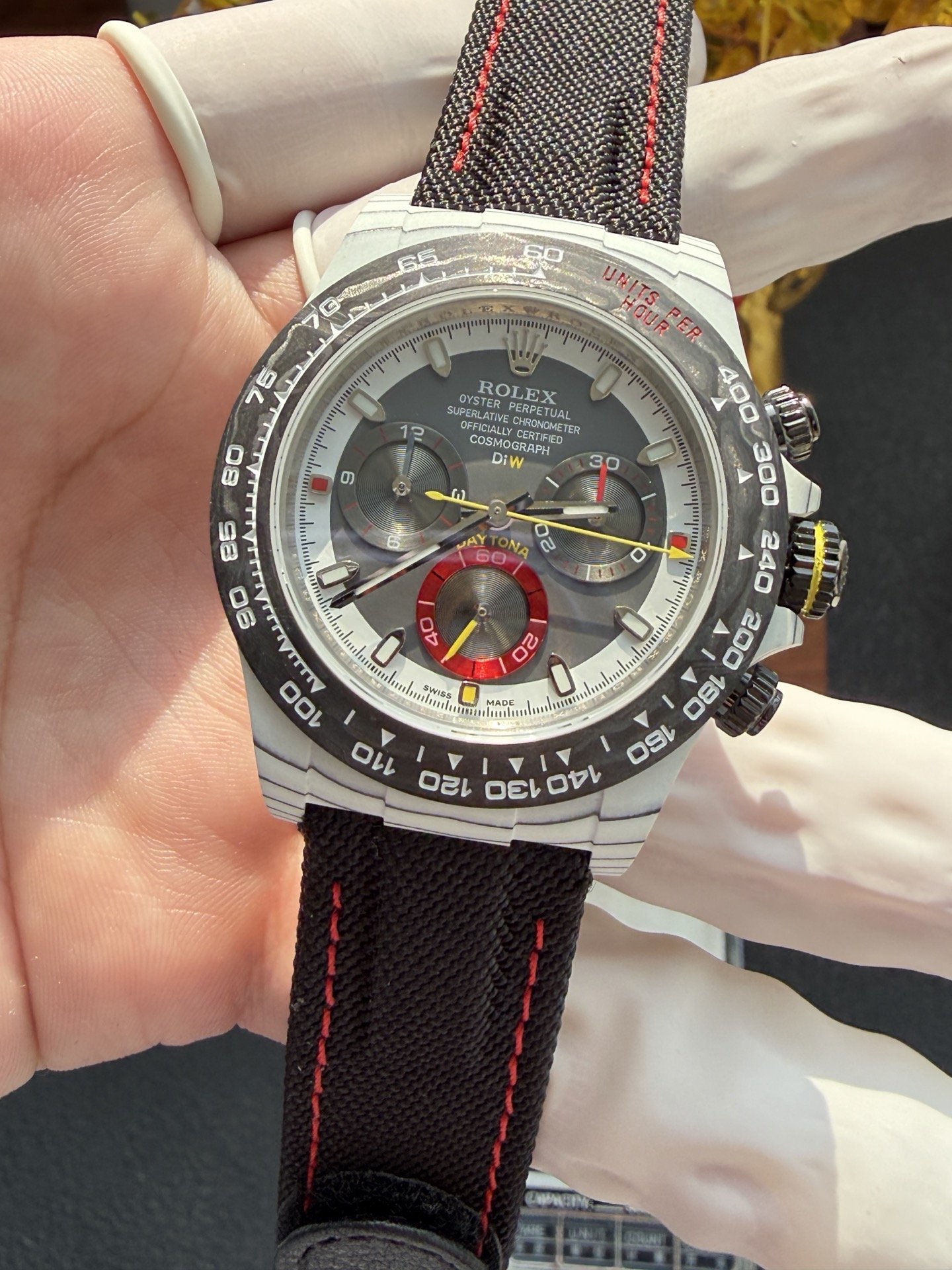 Rolex Daytona DiW Ocellaris Unique Piece White Quartz TPT Nylon Strap 1:1 Best Replica 40mm - 图片 3