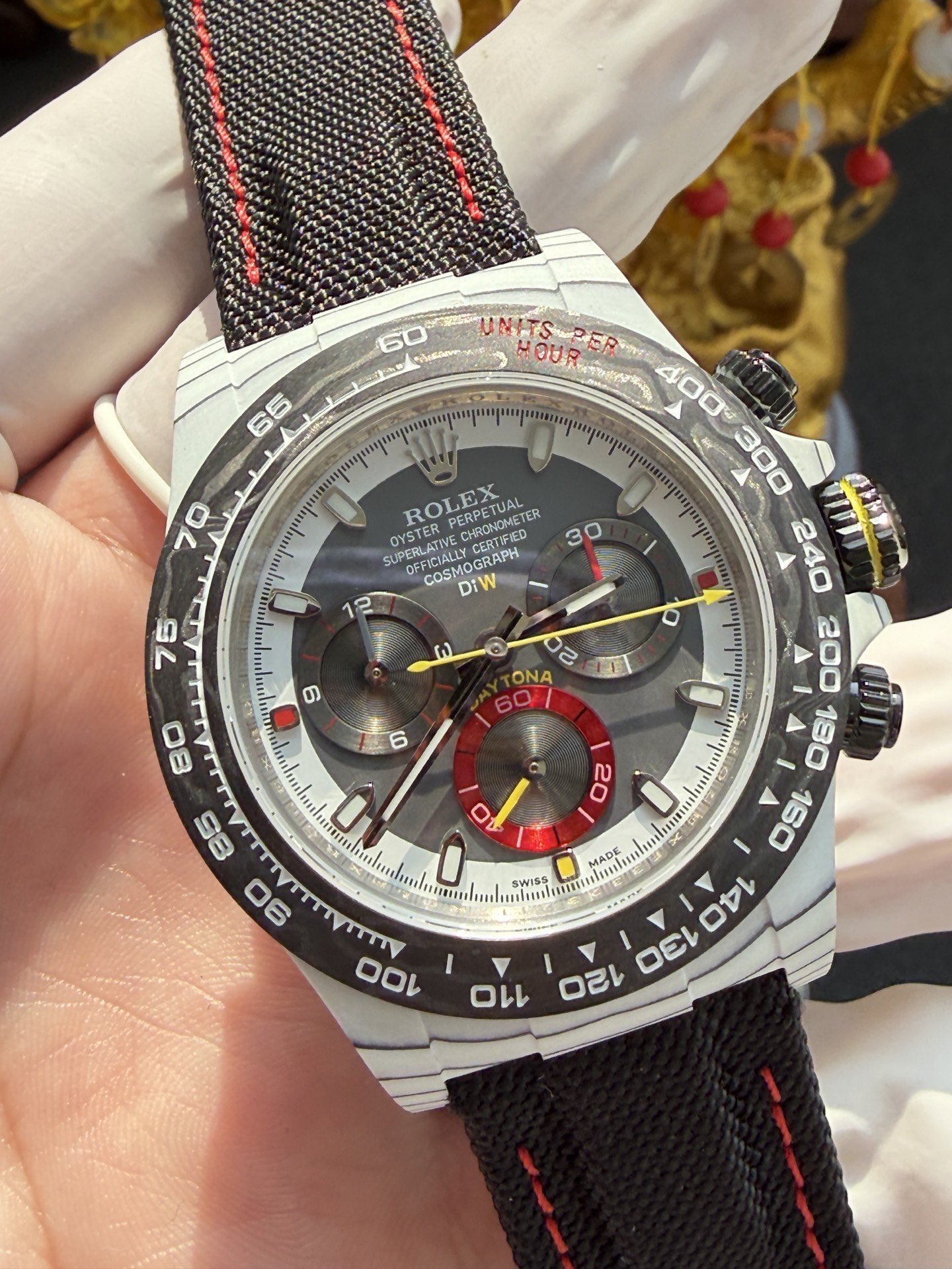 Rolex Daytona DiW Ocellaris Unique Piece White Quartz TPT Nylon Strap 1:1 Best Replica 40mm - 图片 4