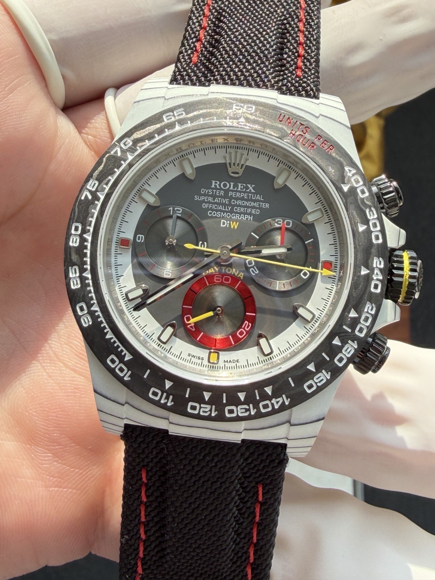 Rolex Daytona DiW Ocellaris Unique Piece White Quartz TPT Nylon Strap 1:1 Best Replica 40mm - 图片 5