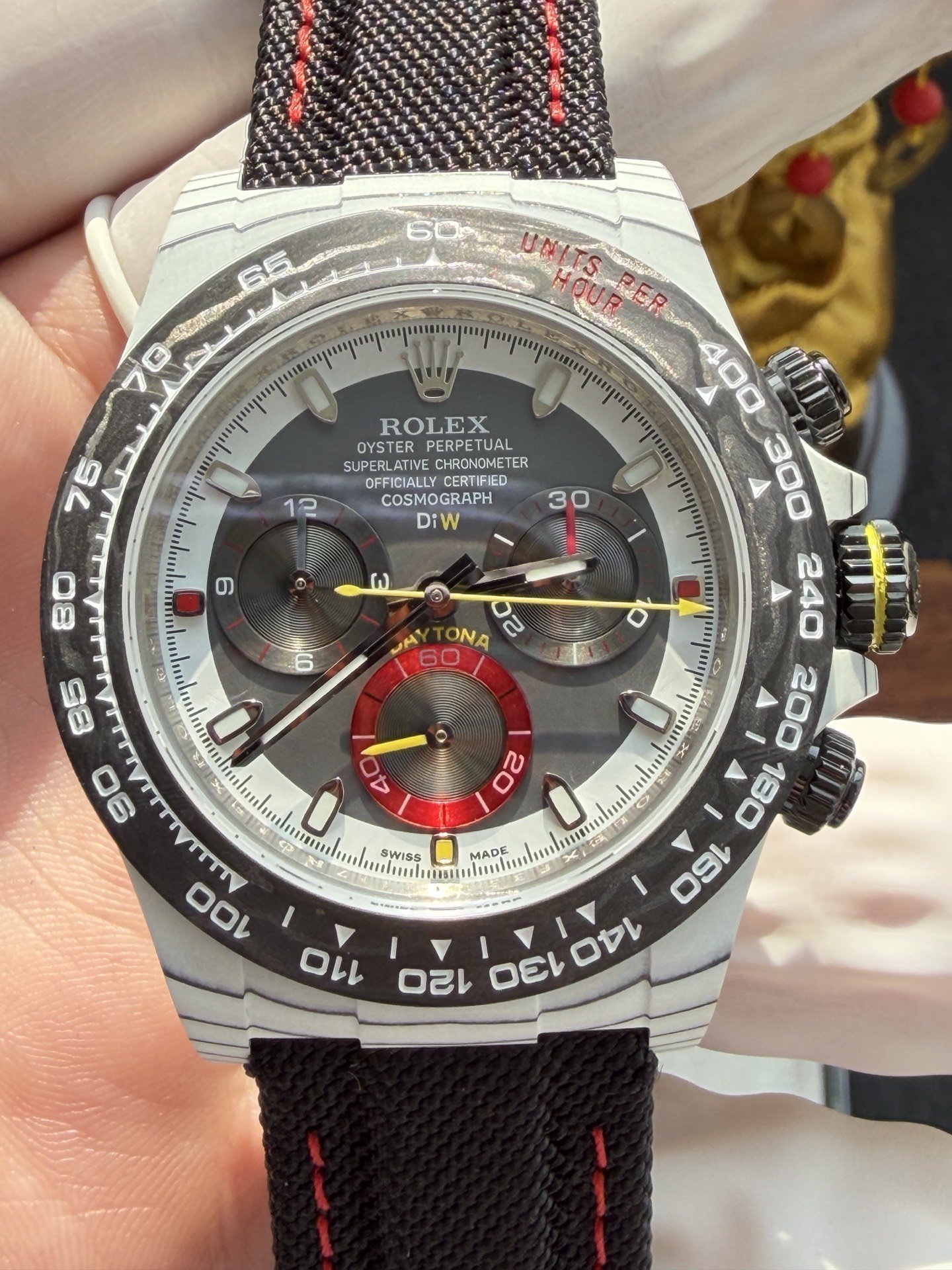 Rolex Daytona DiW Ocellaris Unique Piece White Quartz TPT Nylon Strap 1:1 Best Replica 40mm - 图片 6