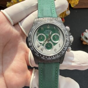 DiW Rolex Graphite Daytona Ramadan Green & White Dial Arabic Numerals Green Nylon Strap 1:1 Best Replica 40mm