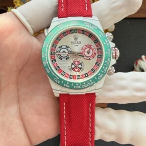 Rolex Daytona DiW LUCKY PLAYER QF White Quartz TPT Red Nylon Strap Best Replica 40mm