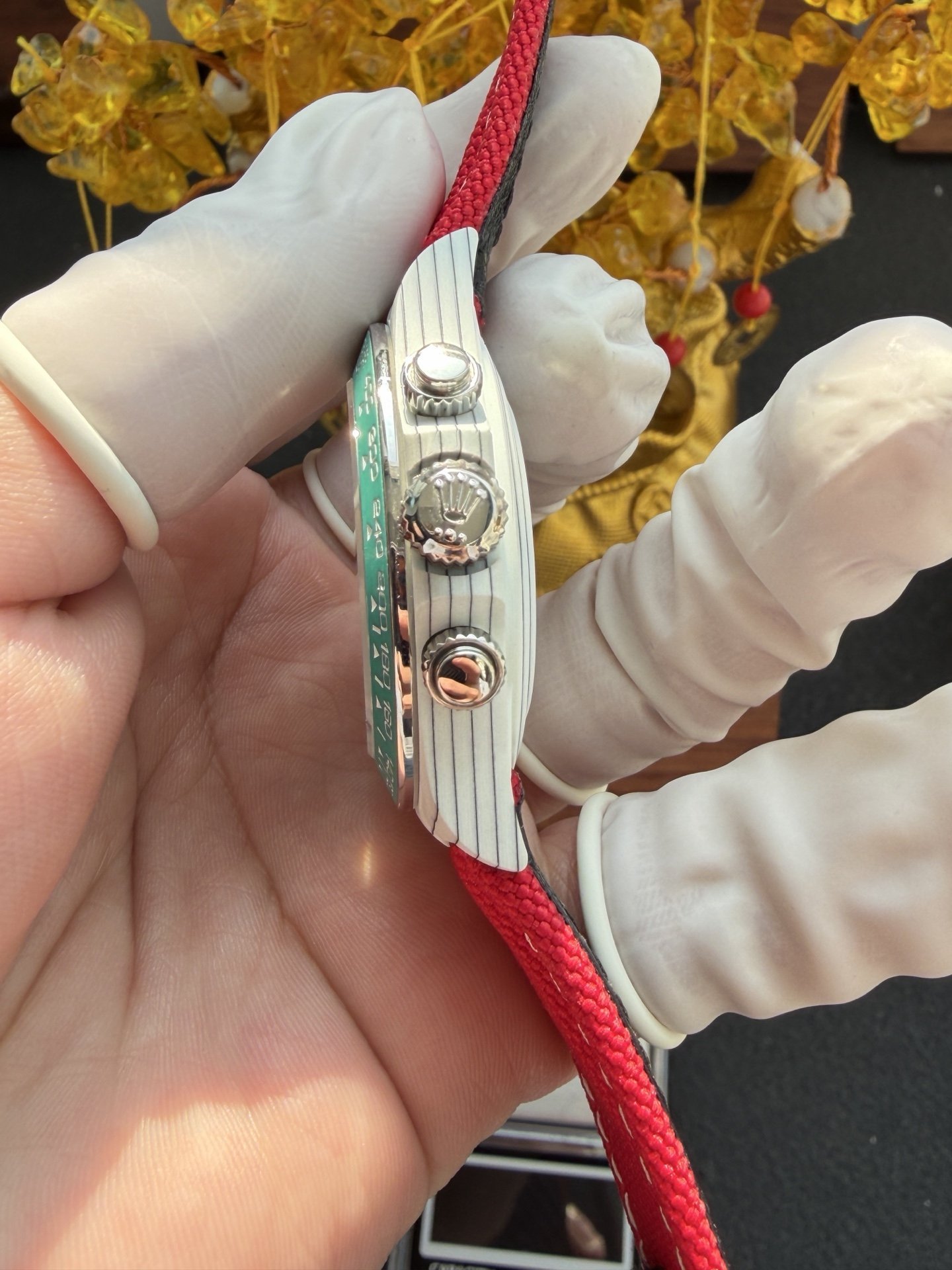 Rolex Daytona DiW LUCKY PLAYER QF White Quartz TPT Red Nylon Strap Best Replica 40mm - 图片 8