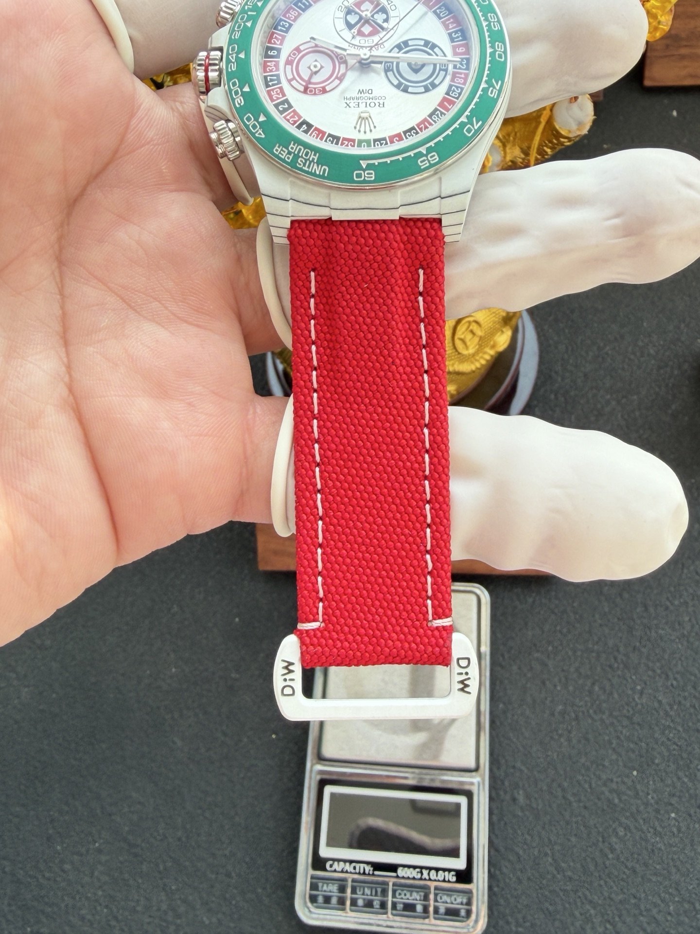 Rolex Daytona DiW LUCKY PLAYER QF White Quartz TPT Red Nylon Strap Best Replica 40mm - 图片 10