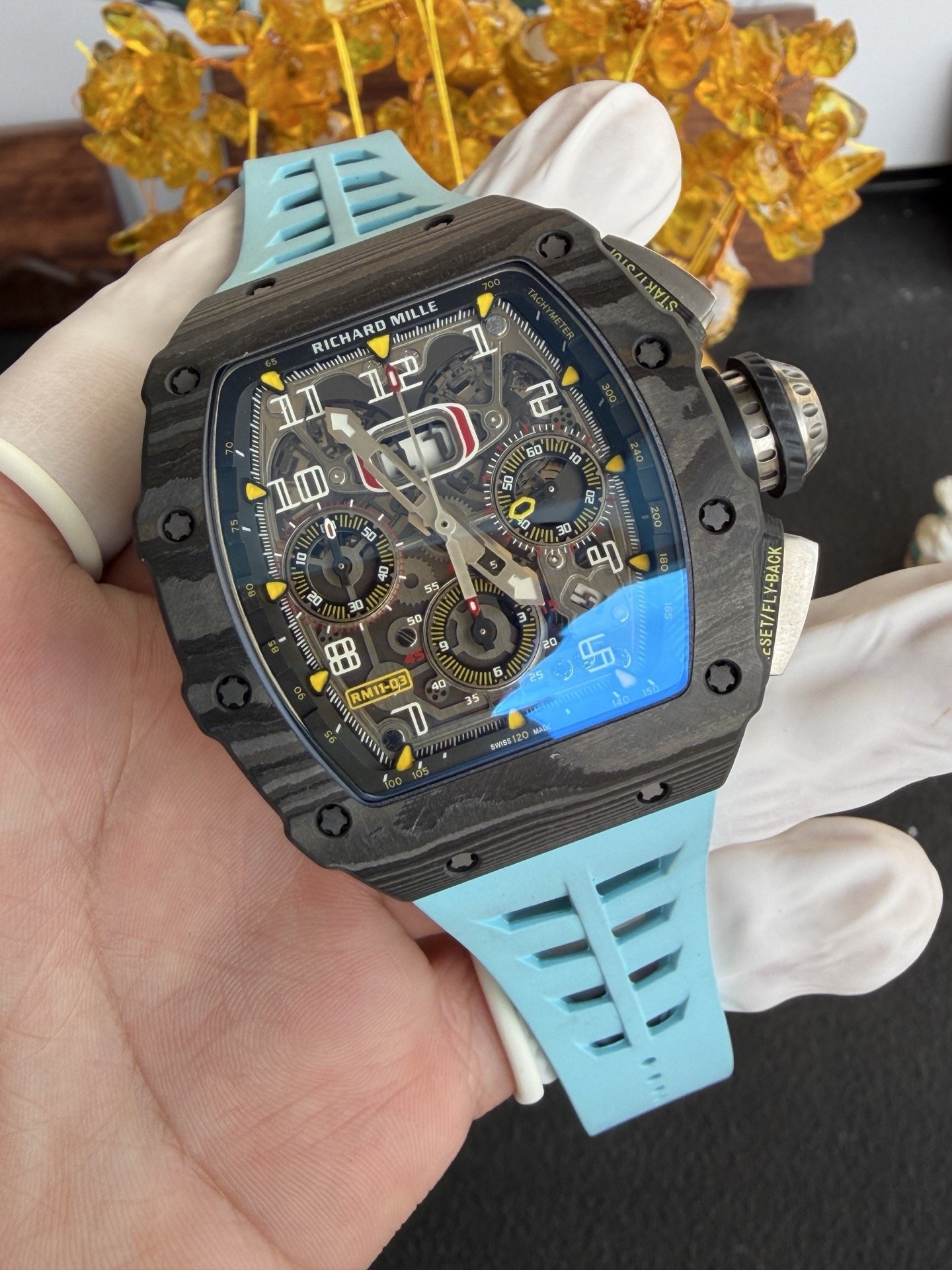 Richard Mille RM11-03 Black Carbon TPT Automatic Chronograph 1:1 Super Clone 49.94 x 44.5mm - 图片 2