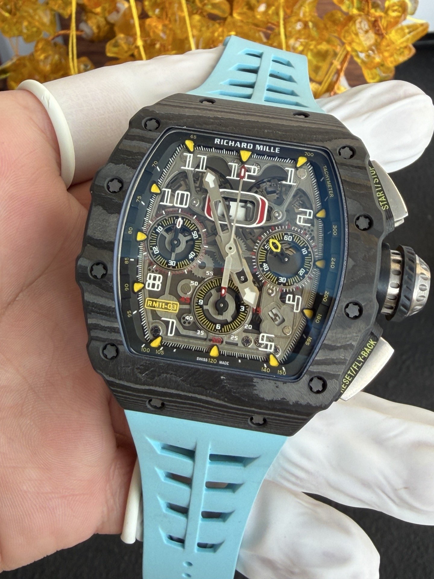 Richard Mille RM11-03 Black Carbon TPT Automatic Chronograph 1:1 Super Clone 49.94 x 44.5mm - 图片 3