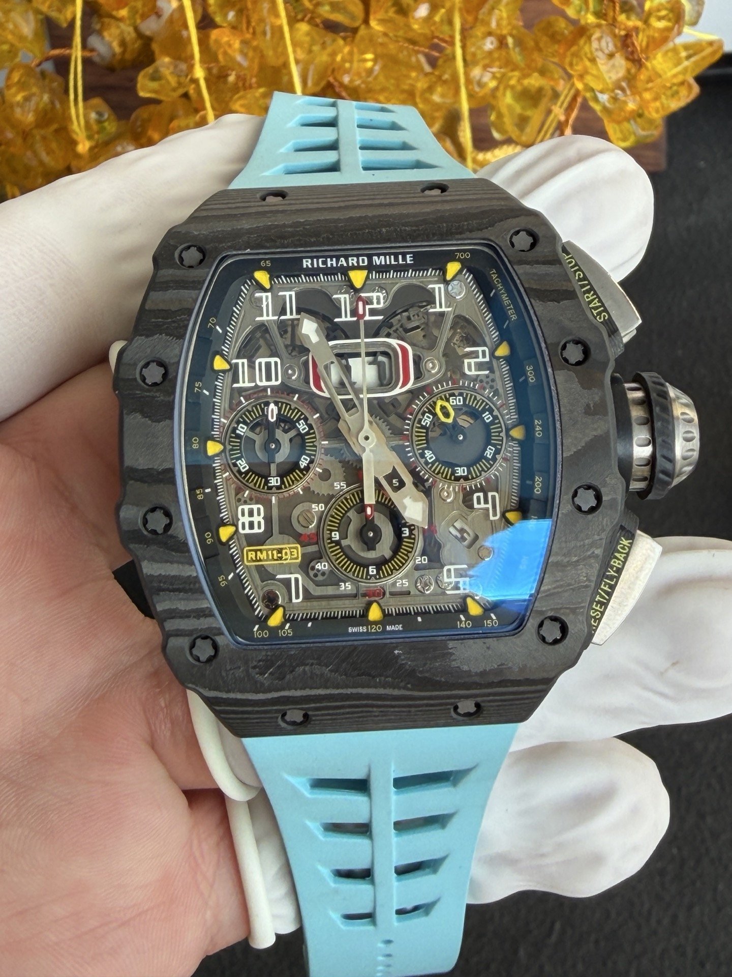Richard Mille RM11-03 Black Carbon TPT Automatic Chronograph 1:1 Super Clone 49.94 x 44.5mm - 图片 4