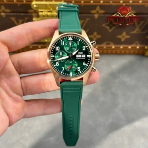 IWC Pilot Chronograph IW388110 Rose Gold Green Dial Green Rubber Strap Super Clone APSF 41mm