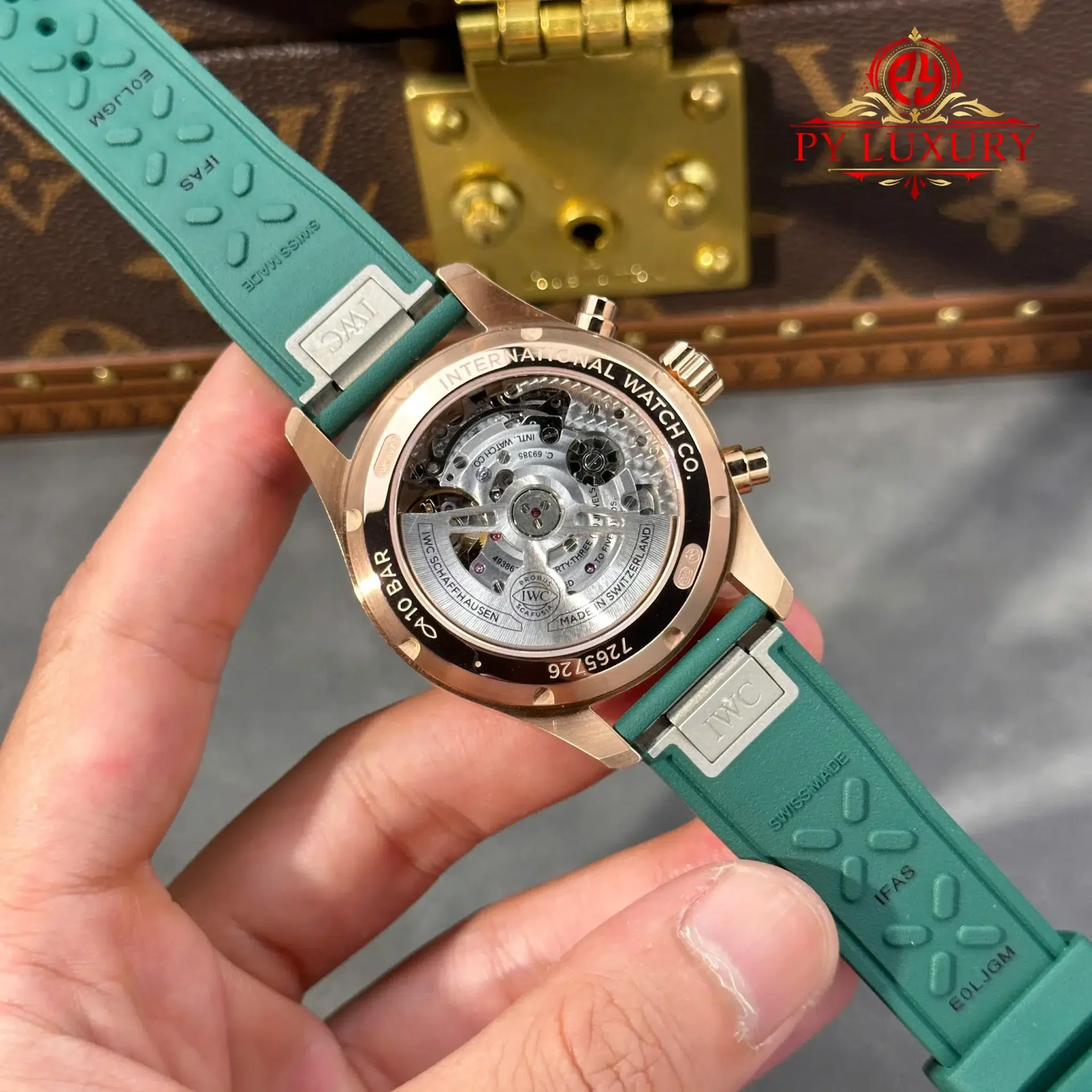 IWC Pilot Chronograph IW388110 Rose Gold Green Dial Green Rubber Strap Super Clone APSF 41mm - 图片 9