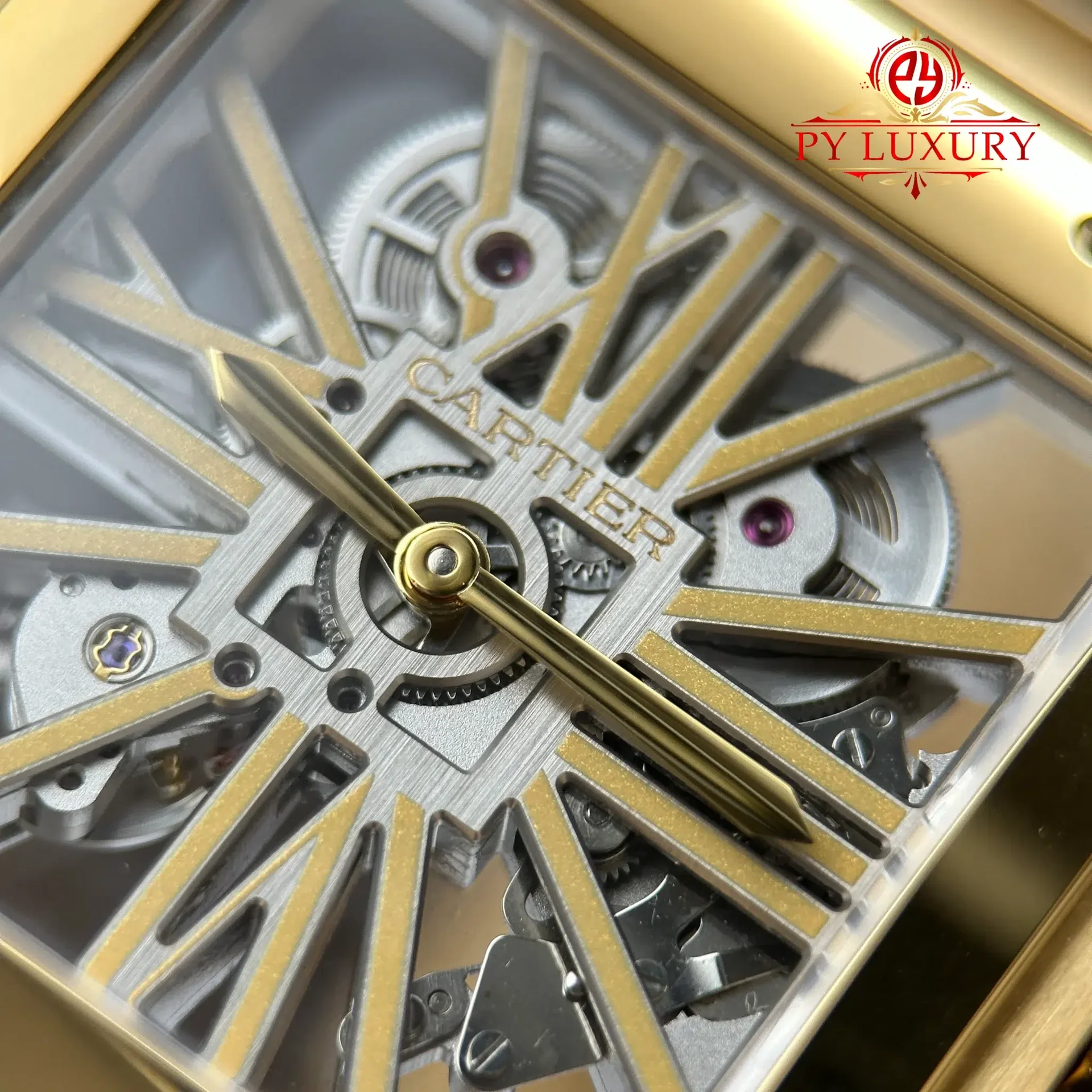 Cartier Santos Skeleton Dial WHSA0042 Yellow Gold Large Model Super Clone 39.8mm - 图片 6