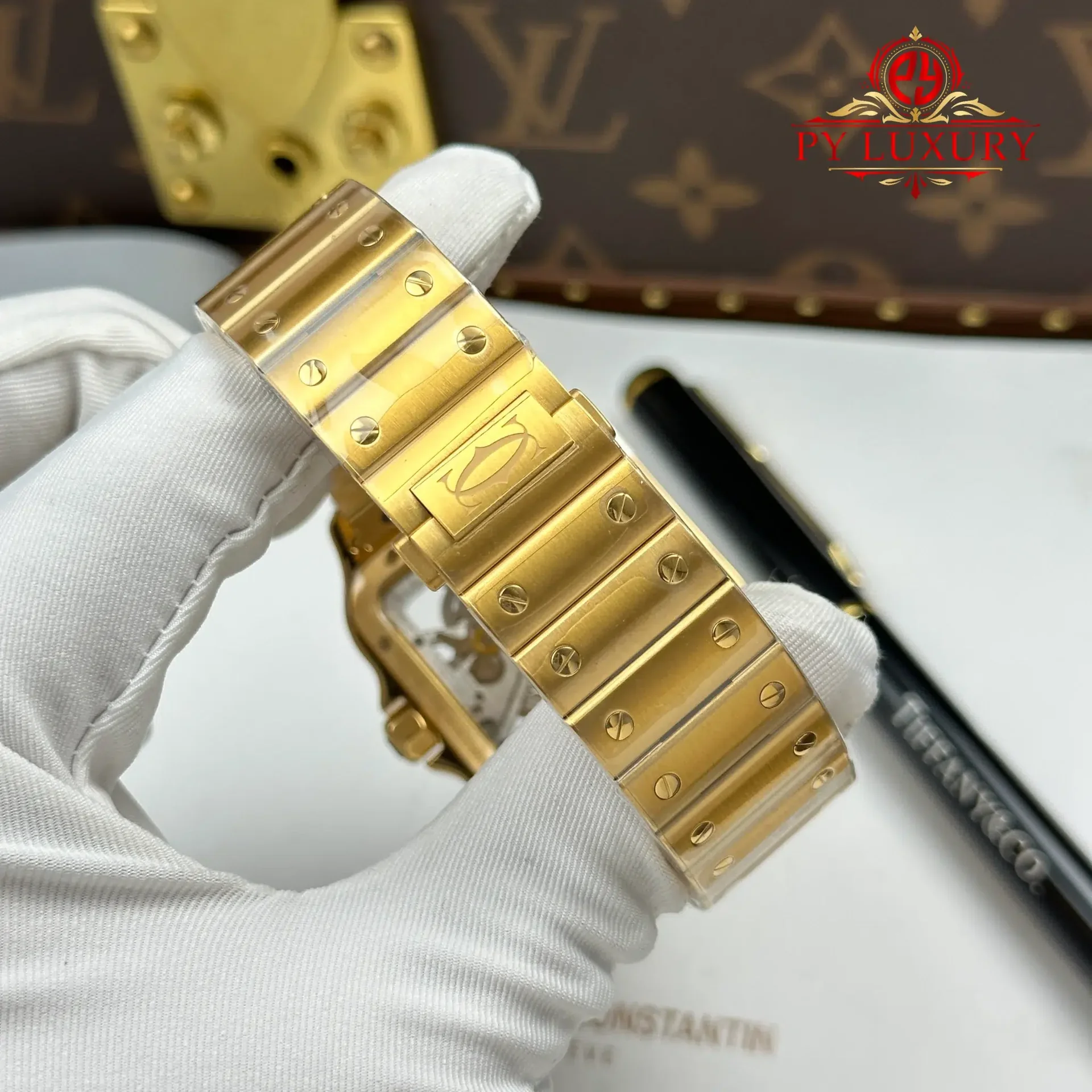 Cartier Santos Skeleton Dial WHSA0042 Yellow Gold Large Model Super Clone 39.8mm - 图片 13