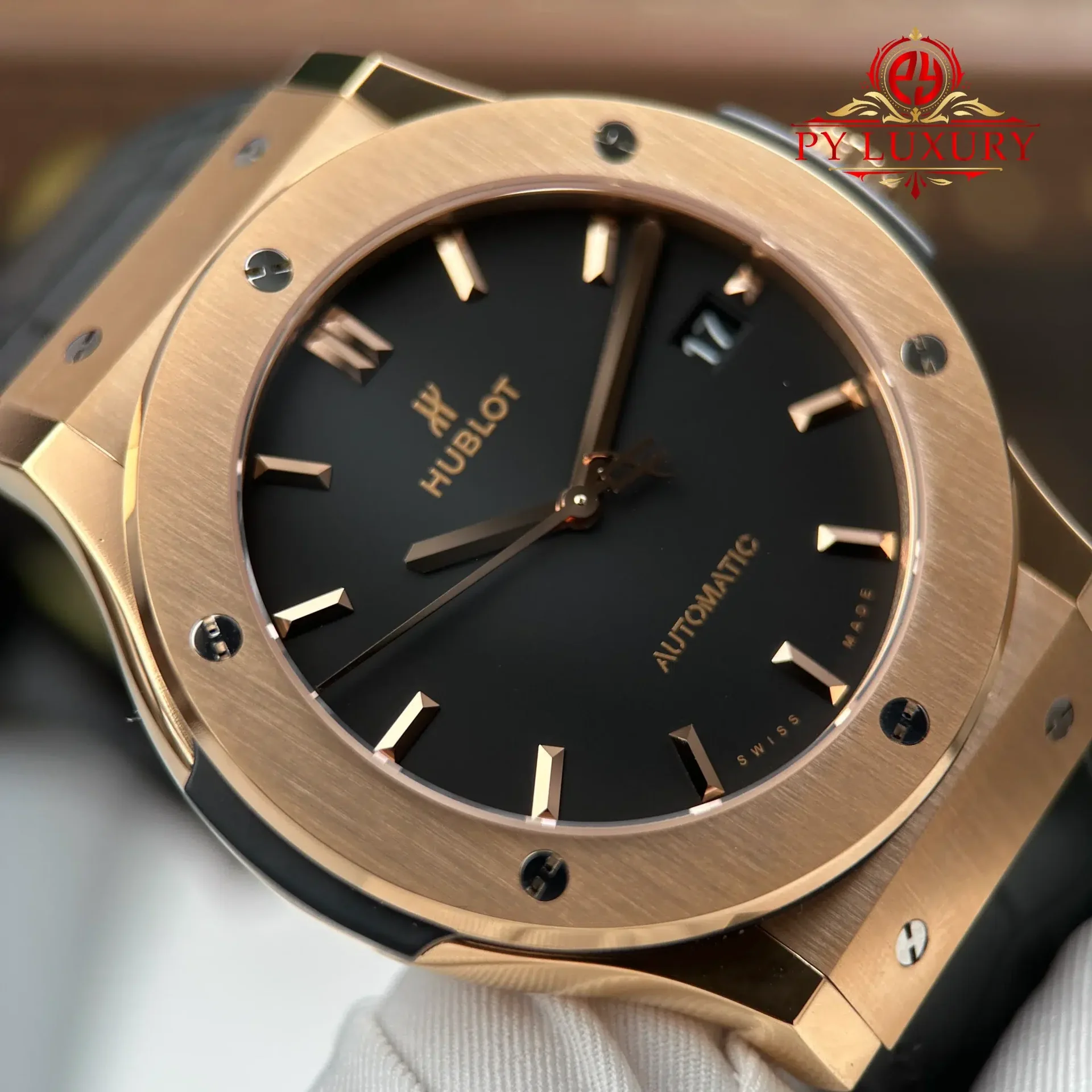 Hublot Classic Fusion King Gold Black Dial 45mm 1:1 Best Replica JJZ Factory - 图片 6