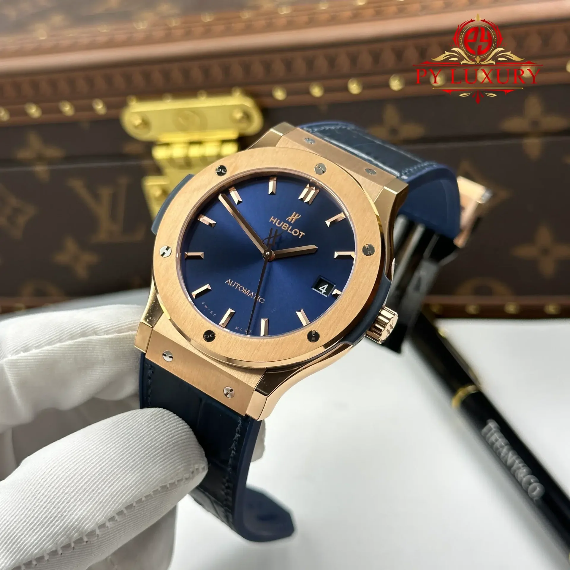 Hublot Classic Fusion King Gold Navy Blue Dial 45mm 1:1 Best Replica JJZ Factory - 图片 3