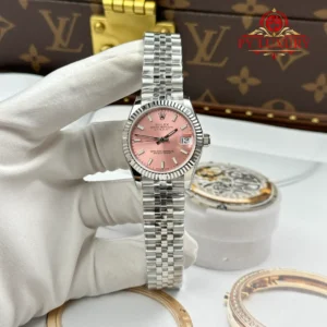 Rolex Datejust Pink Dial Luminous Hour Markers Jubilee Best Replica 31mm