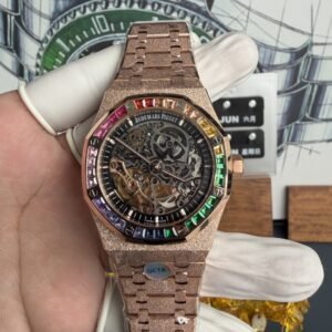 Audemars Piguet Royal Oak Openworked Rainbow 15412OR Frosted Rose Gold Best Replica OCTA 41mm (Free Sprung)