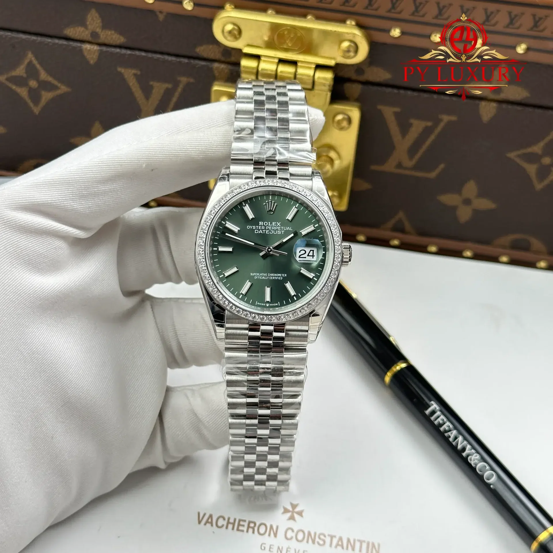 Rolex Datejust 126284RBR-0043 Mint Green Dial Diamond Bezel Jubilee Bracelet 1:1 Best Replica 36mm