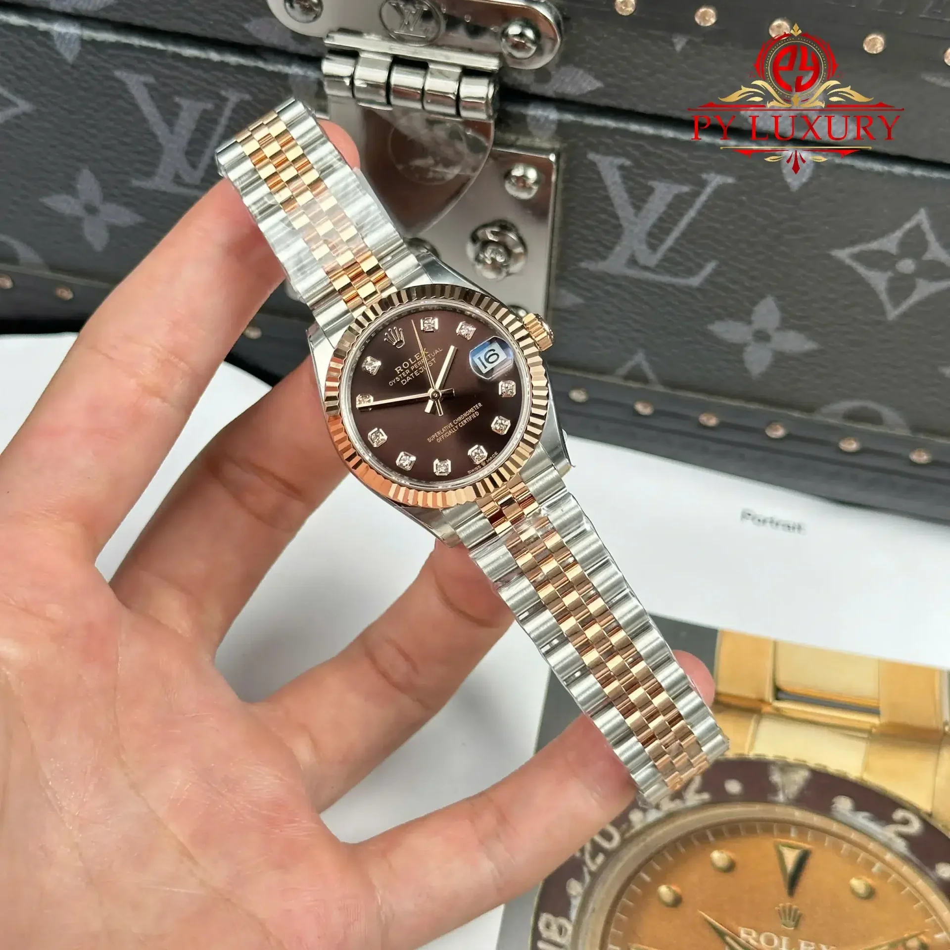 Rolex Datejust 278271 Two Tone Rose Gold Chocolate Diamond-set Dial Jubilee 1:1 Best Replica THB 31mm - 图片 2