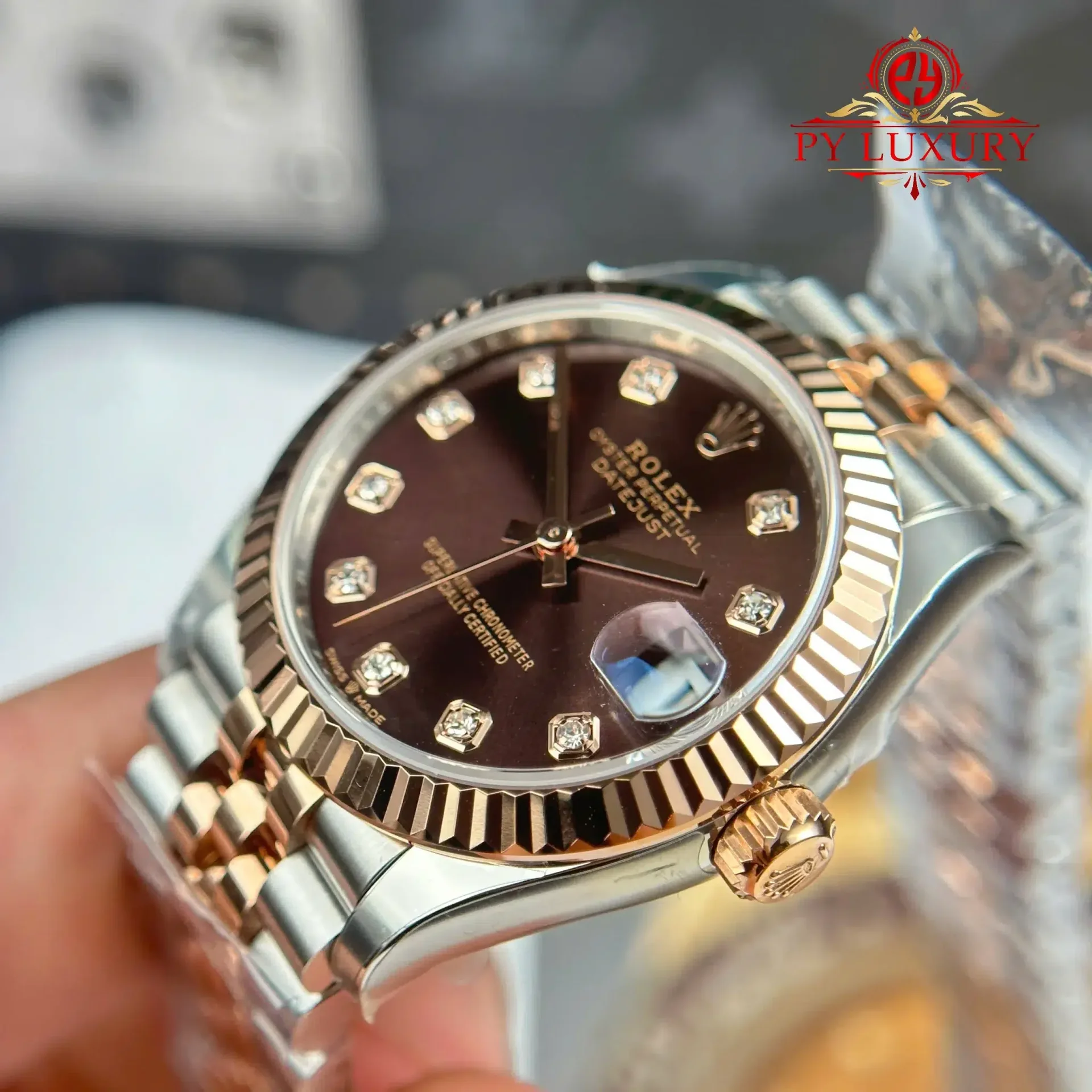 Rolex Datejust 278271 Two Tone Rose Gold Chocolate Diamond-set Dial Jubilee 1:1 Best Replica THB 31mm - 图片 3