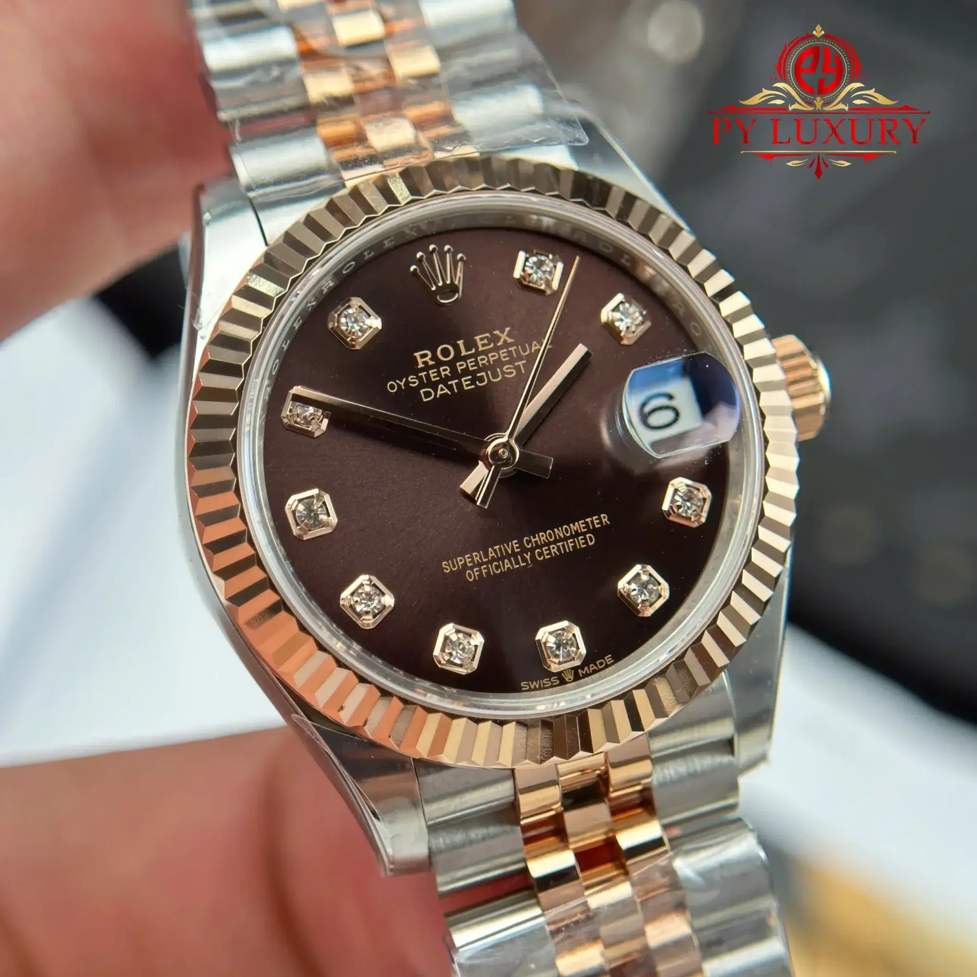 Rolex Datejust 278271 Two Tone Rose Gold Chocolate Diamond-set Dial Jubilee 1:1 Best Replica THB 31mm - 图片 4