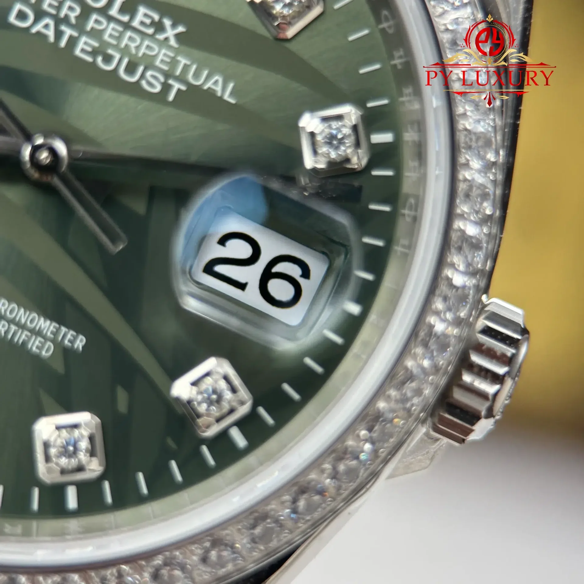 Rolex Datejust 126284RBR Olive Green Palm Motif Diamond Dial Diamond Bezel Jubilee Bracelet Best Replica VSF 36mm - 图片 6