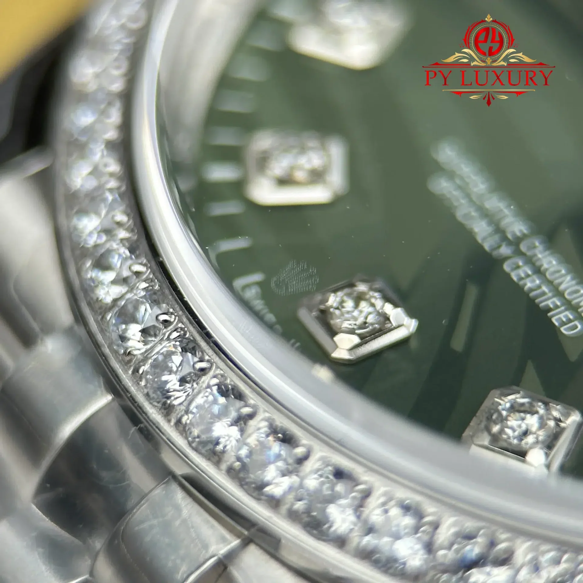 Rolex Datejust 126284RBR Olive Green Palm Motif Diamond Dial Diamond Bezel Jubilee Bracelet Best Replica VSF 36mm - 图片 8