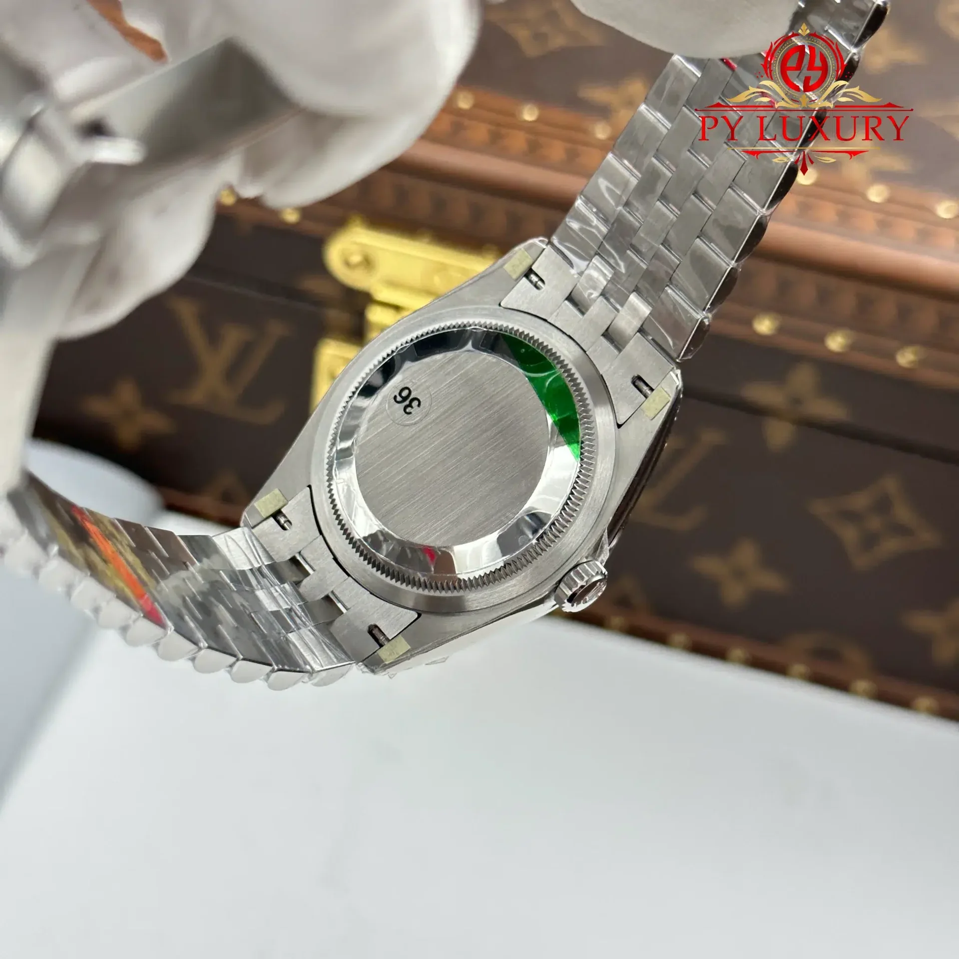 Rolex Datejust 126284RBR Olive Green Palm Motif Diamond Dial Diamond Bezel Jubilee Bracelet Best Replica VSF 36mm - 图片 11