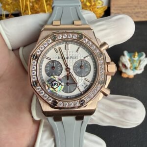 Audemars Piguet Royal Oak Offshore 26231OR Rose Gold Silver Dial Diamond Bezel 1:1 Best Replica APSF 37mm