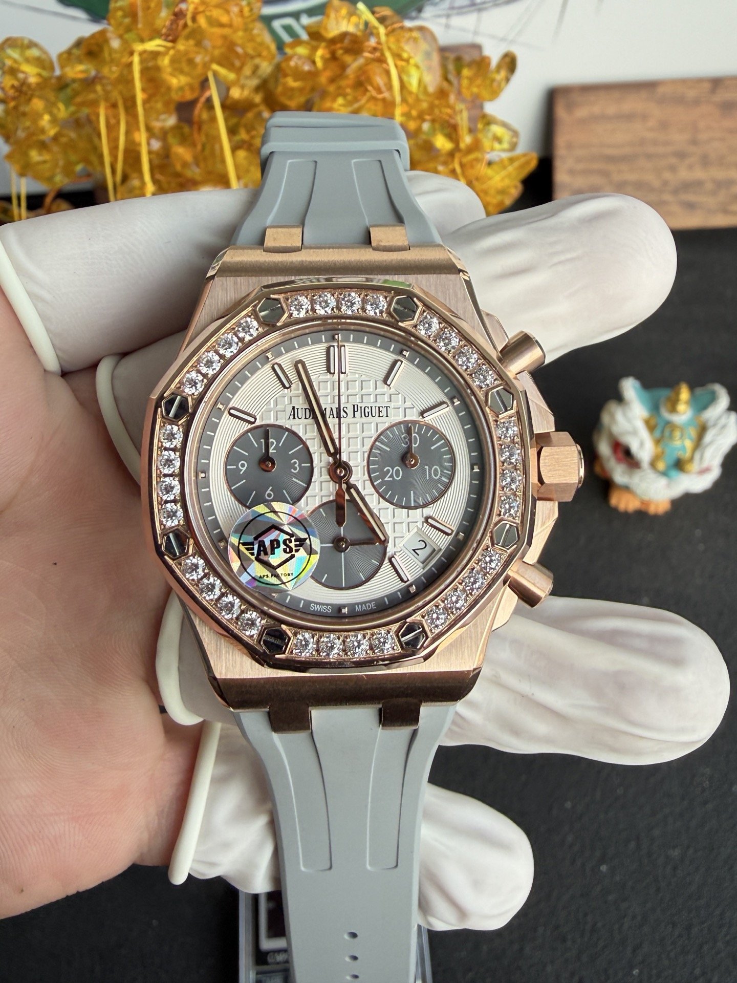 Audemars Piguet Royal Oak Offshore 26231OR Rose Gold Silver Dial Diamond Bezel 1:1 Best Replica APSF 37mm