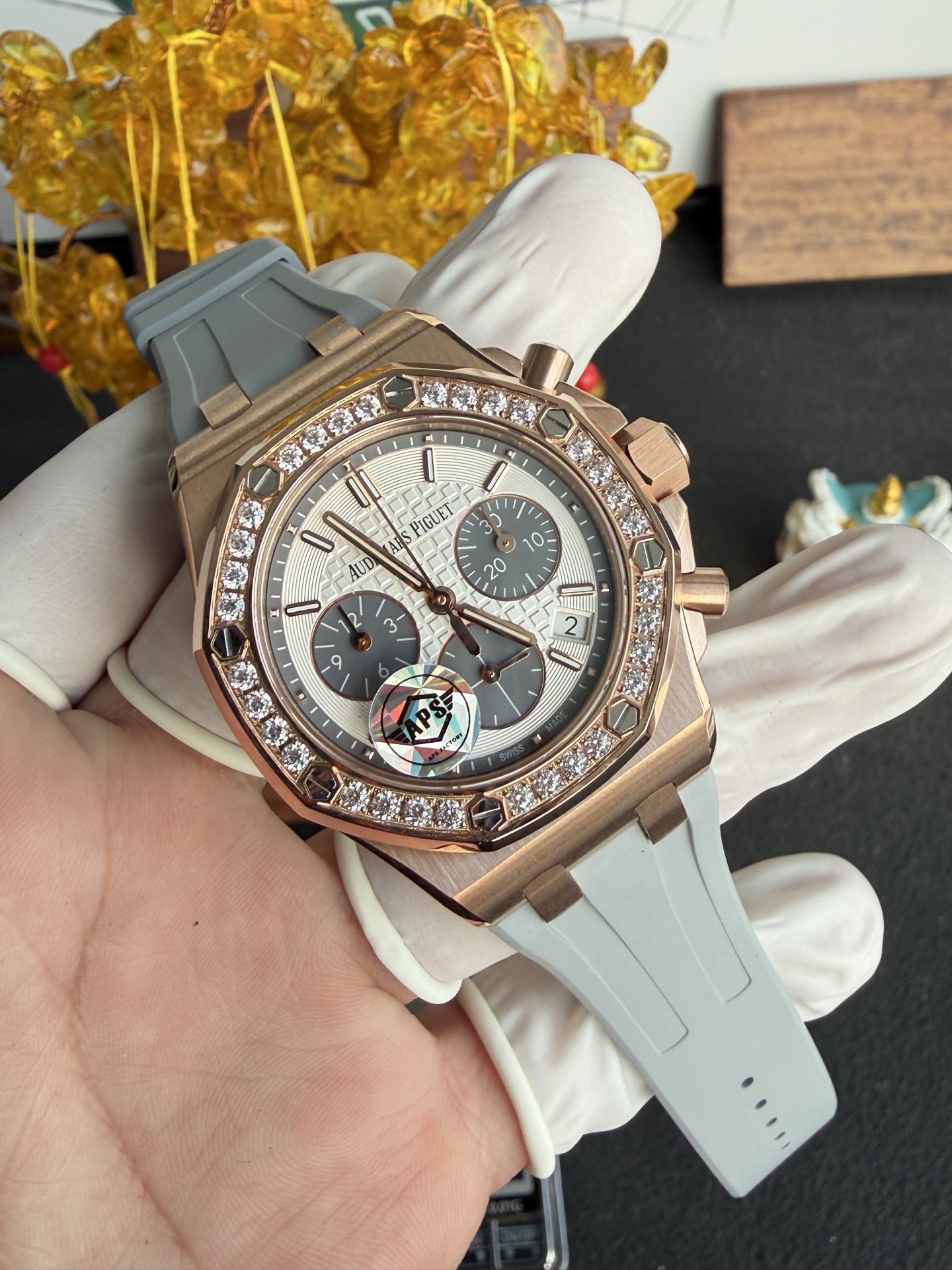 Audemars Piguet Royal Oak Offshore 26231OR Rose Gold Silver Dial Diamond Bezel 1:1 Best Replica APSF 37mm - 图片 2