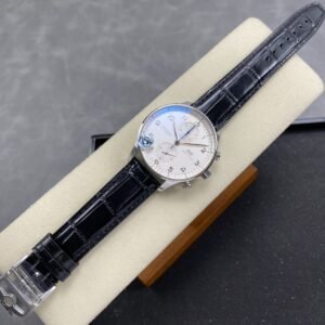 IWC Portugieser Chronograph IW371604 Silver Dial Black Leather Strap Super Clone APSF 41mm