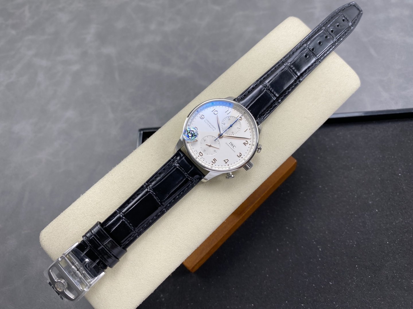 IWC Portugieser Chronograph IW371604 Silver Dial Black Leather Strap Super Clone APSF 41mm