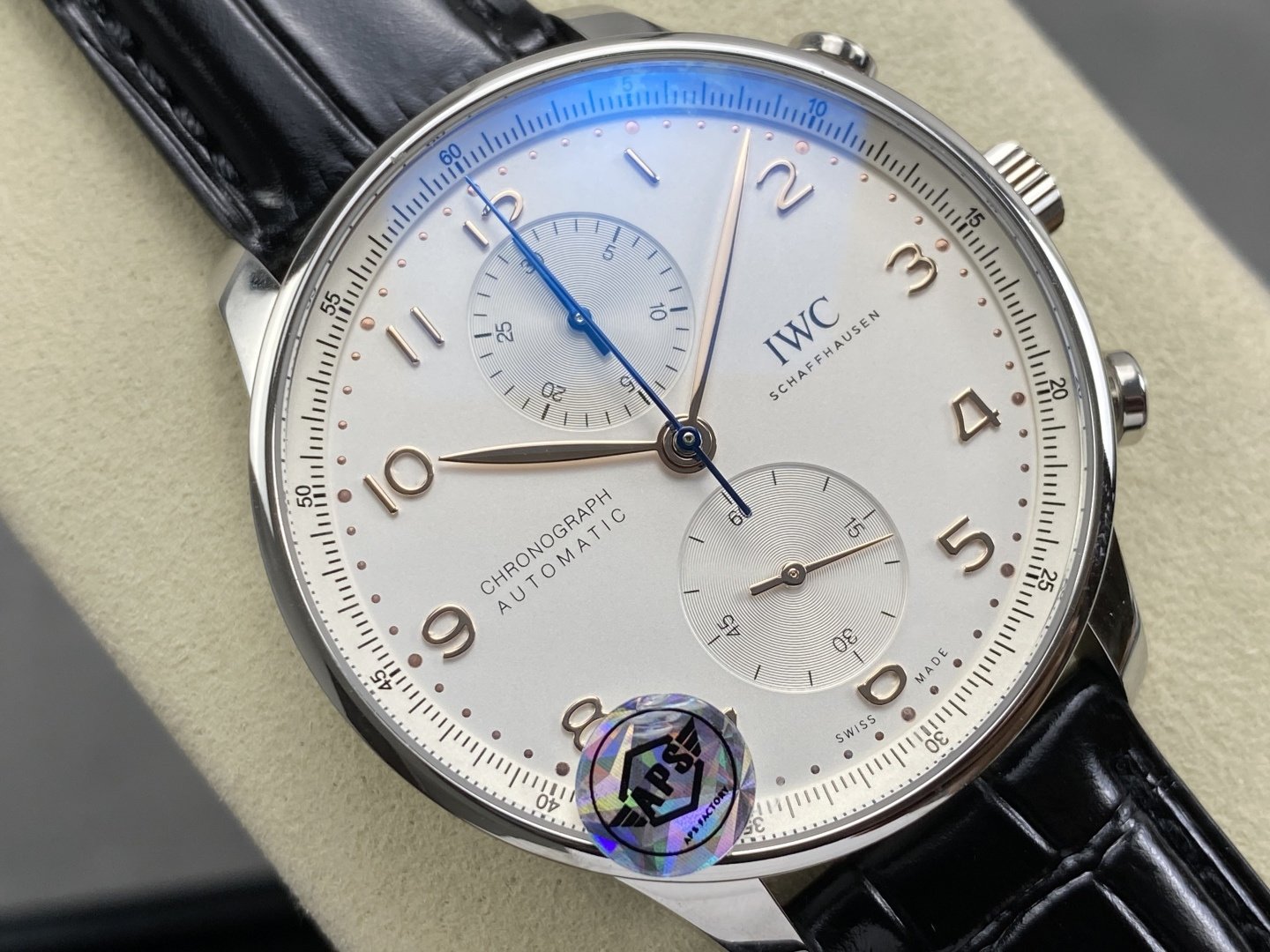IWC Portugieser Chronograph IW371604 Silver Dial Black Leather Strap Super Clone APSF 41mm - 图片 2