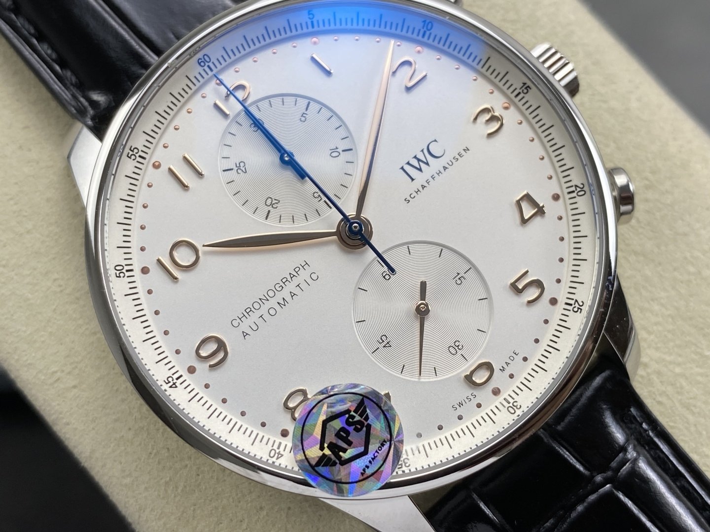 IWC Portugieser Chronograph IW371604 Silver Dial Black Leather Strap Super Clone APSF 41mm - 图片 4