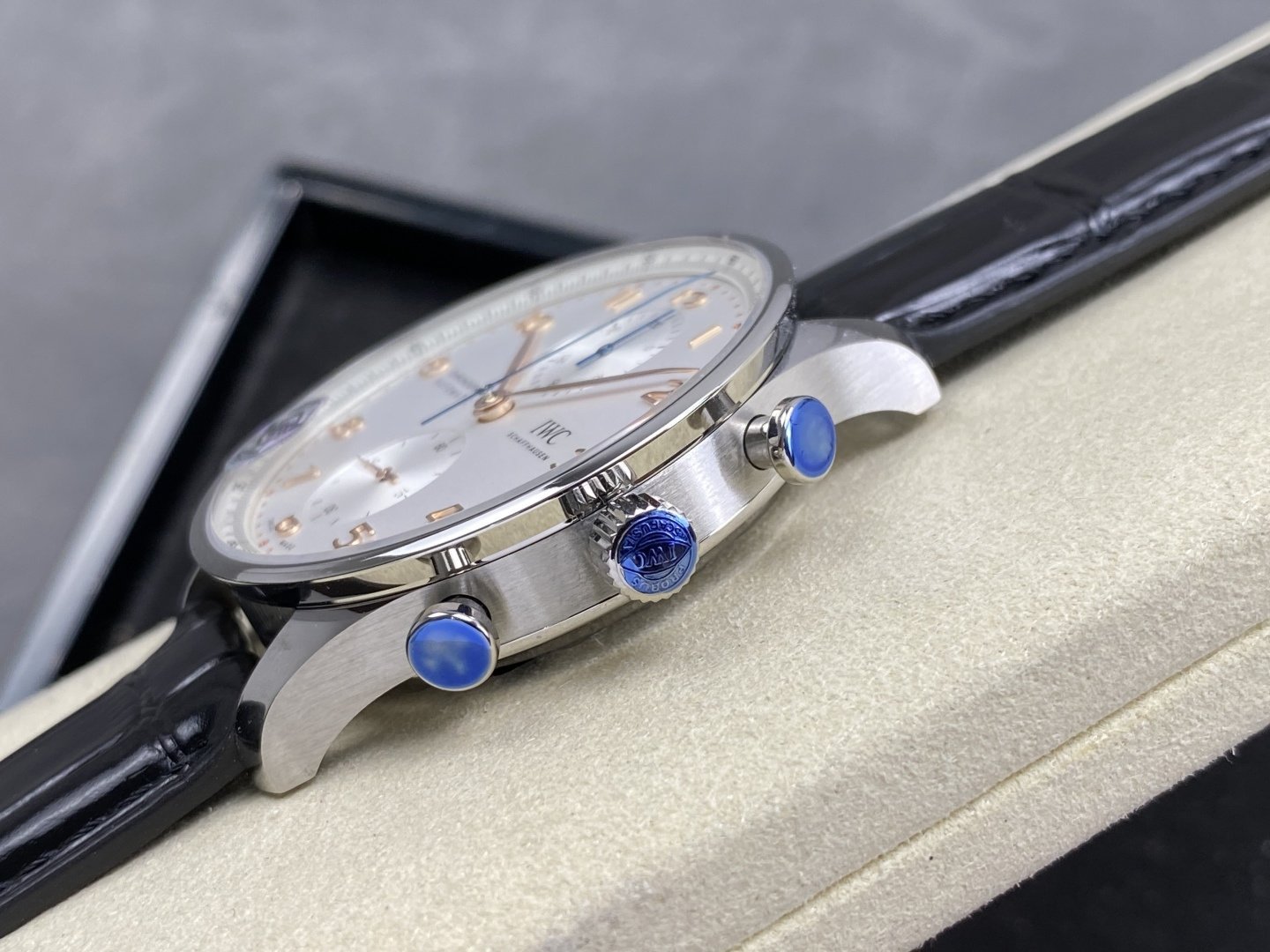 IWC Portugieser Chronograph IW371604 Silver Dial Black Leather Strap Super Clone APSF 41mm - 图片 6