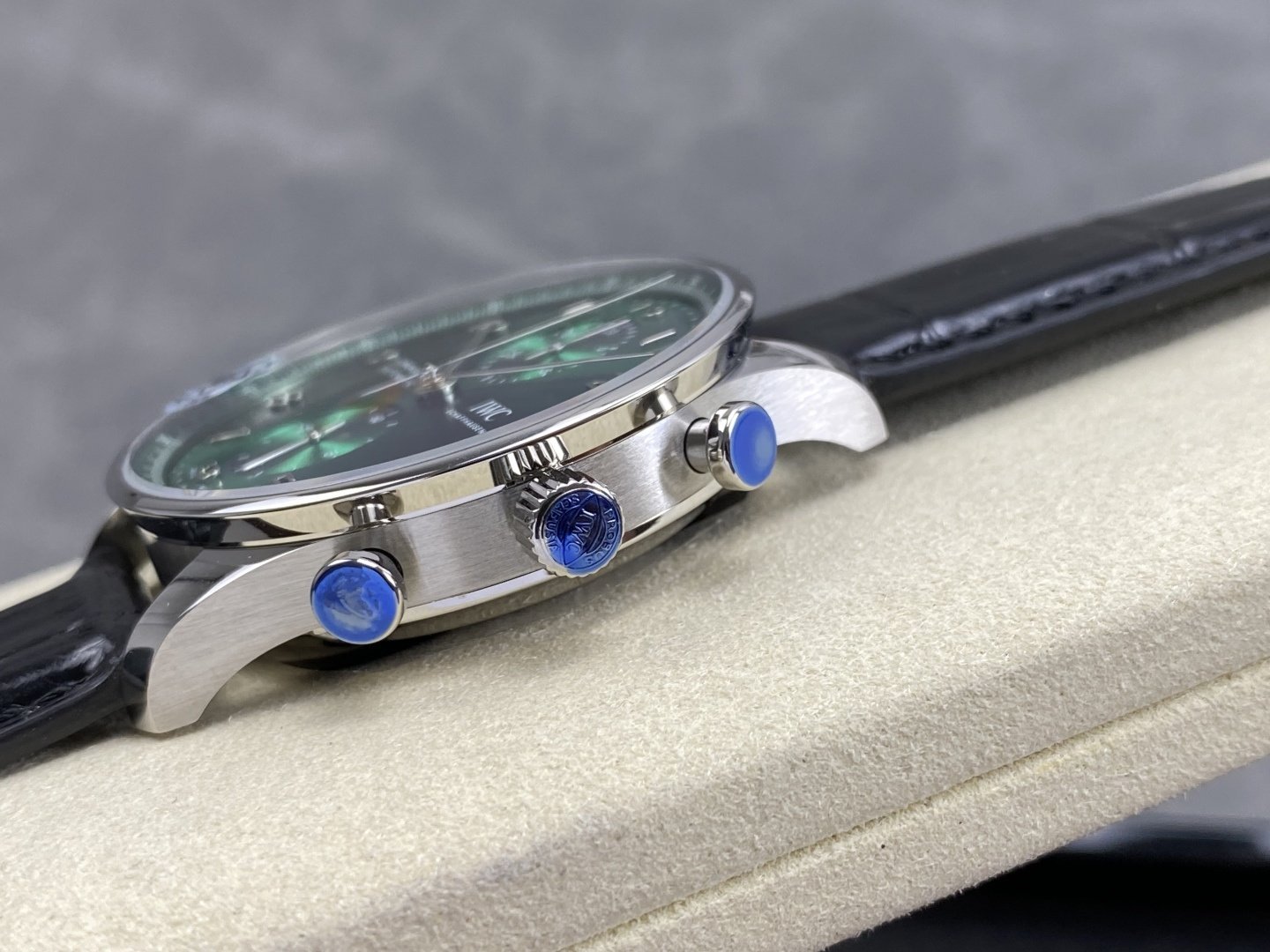 IWC Portugieser IW371615 Chronograph Green Dial Leather Strap Super Clone APSF 41mm - 图片 6