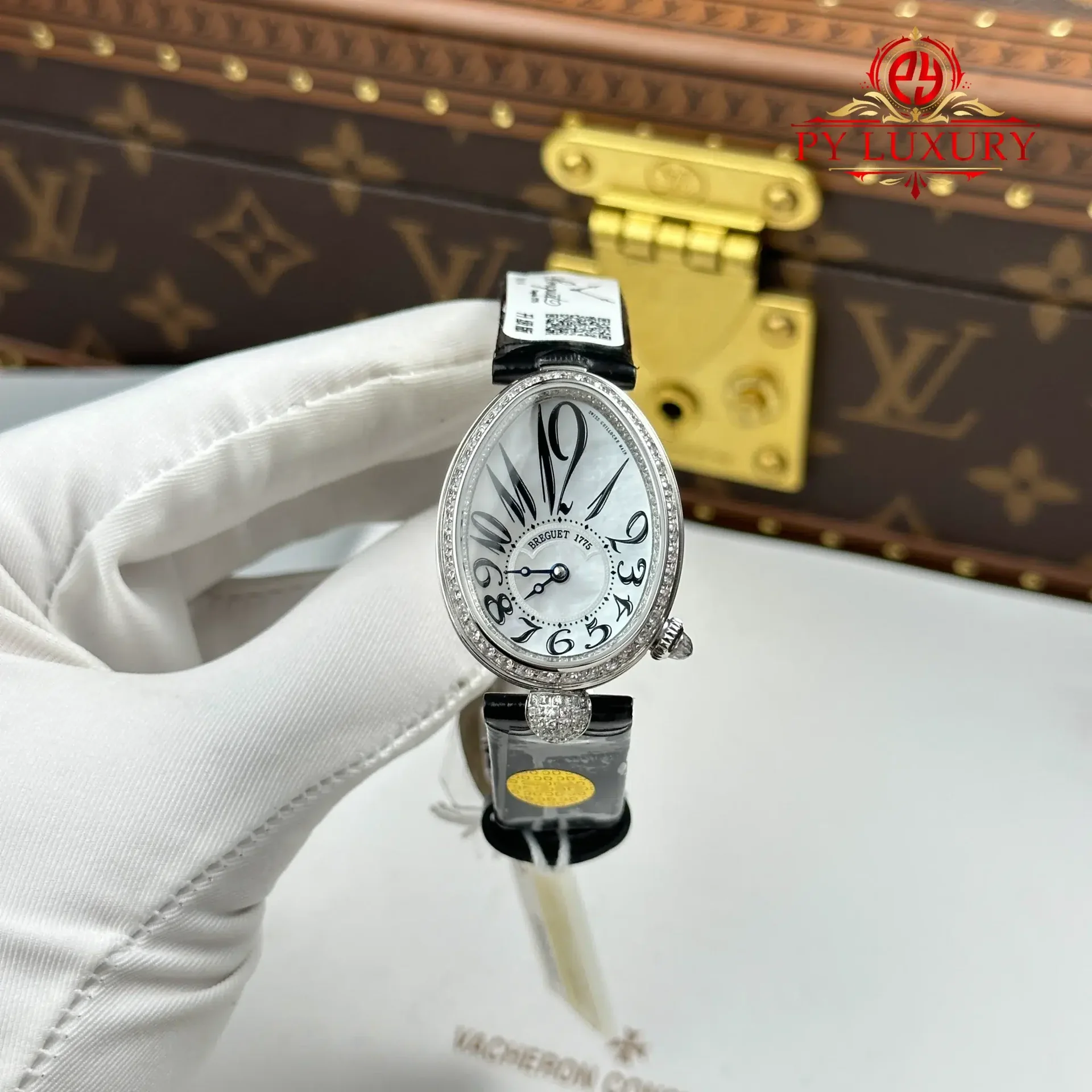 Breguet Reine de Naples 8918BB Mother of Pearl Dial Diamond Bezel Leather Strap 1:1 Best Replica 36mm