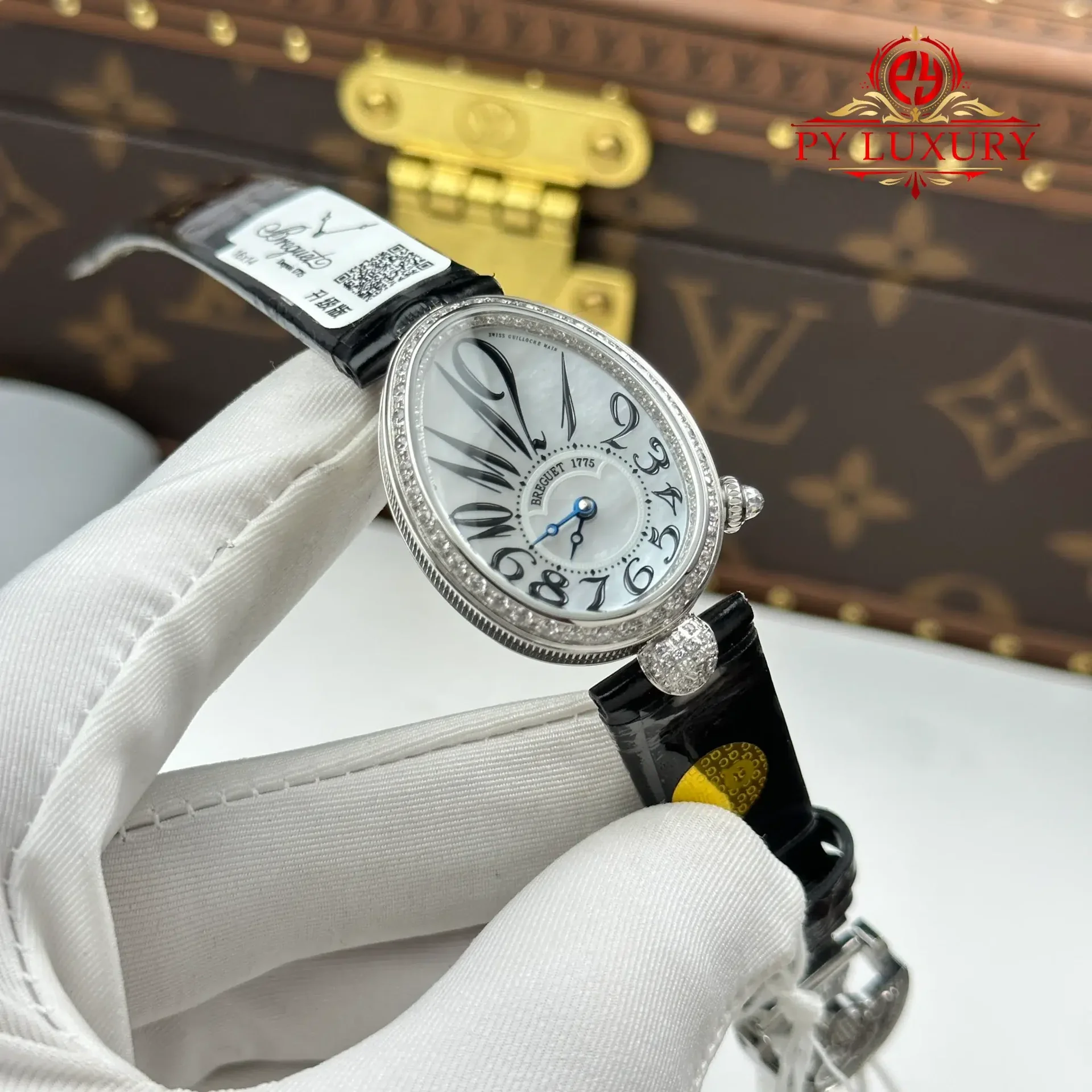 Breguet Reine de Naples 8918BB Mother of Pearl Dial Diamond Bezel Leather Strap 1:1 Best Replica 36mm - 图片 4