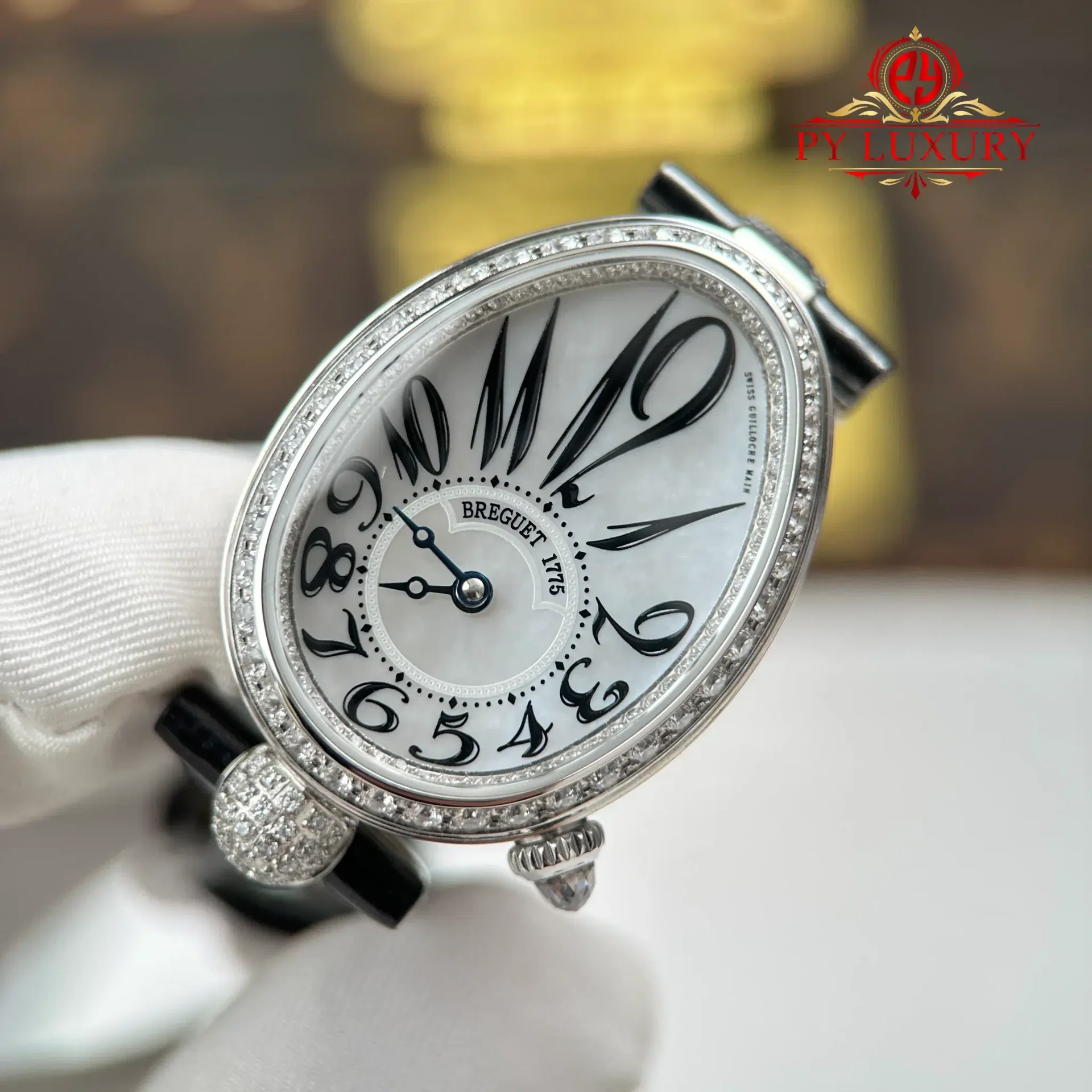 Breguet Reine de Naples 8918BB Mother of Pearl Dial Diamond Bezel Leather Strap 1:1 Best Replica 36mm - 图片 5