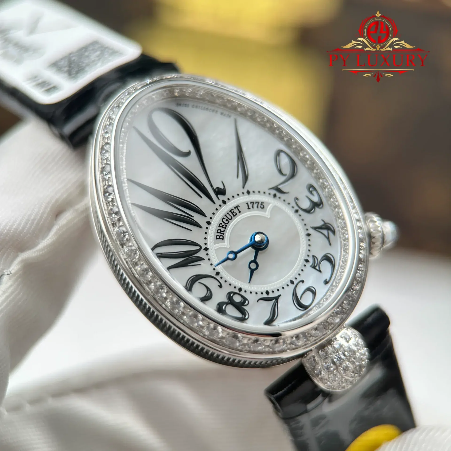 Breguet Reine de Naples 8918BB Mother of Pearl Dial Diamond Bezel Leather Strap 1:1 Best Replica 36mm - 图片 6