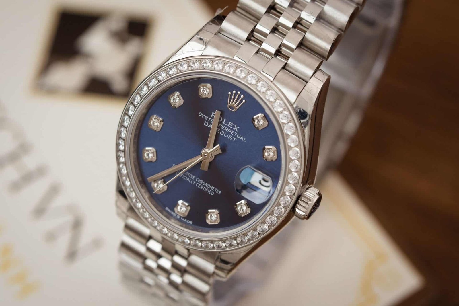 Rolex Datejust Lady 31 Blue Diamond Dial Stone-set Bezel Jubilee Replica - 图片 3