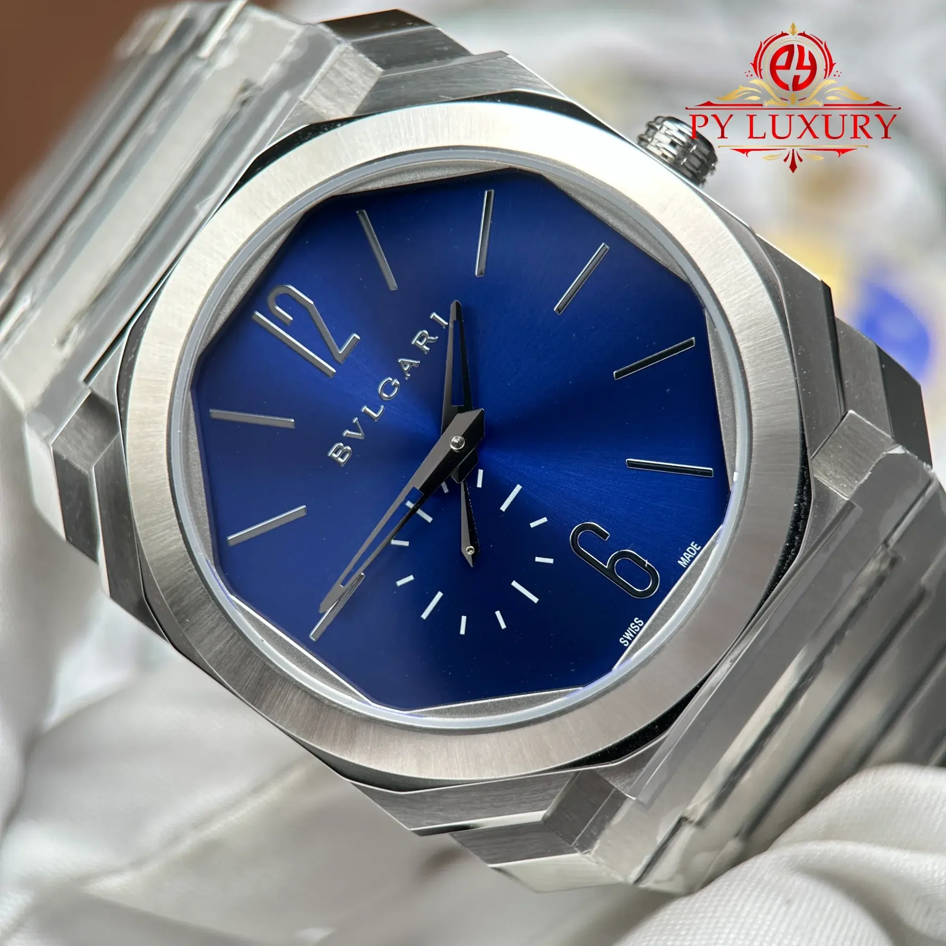 Bvlgari Octo Finissimo Extra Thin 103431 Steel Blue Dial Best Replica BVF 40mm - 图片 4