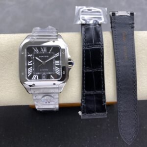 Cartier Santos WSSA0096 Large Model Black Dial Best Replica THBF 39.8mm