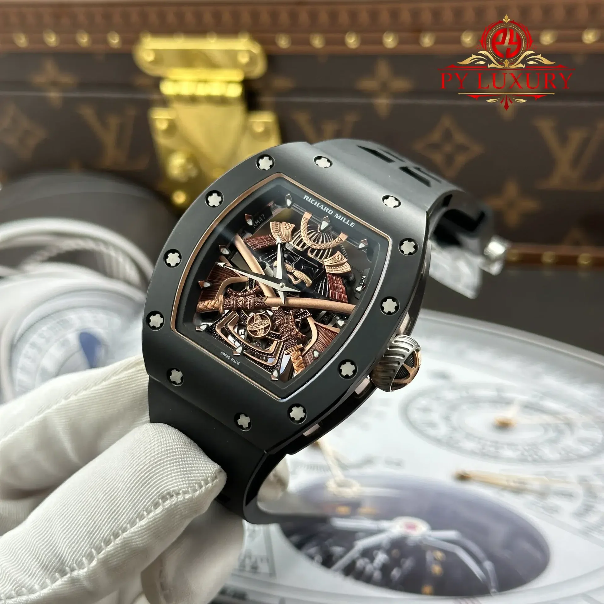 Richard Mille RM47 Samurai Tourbillon Rose Gold Black Ceramic Best Replica 42.7mm - 图片 3