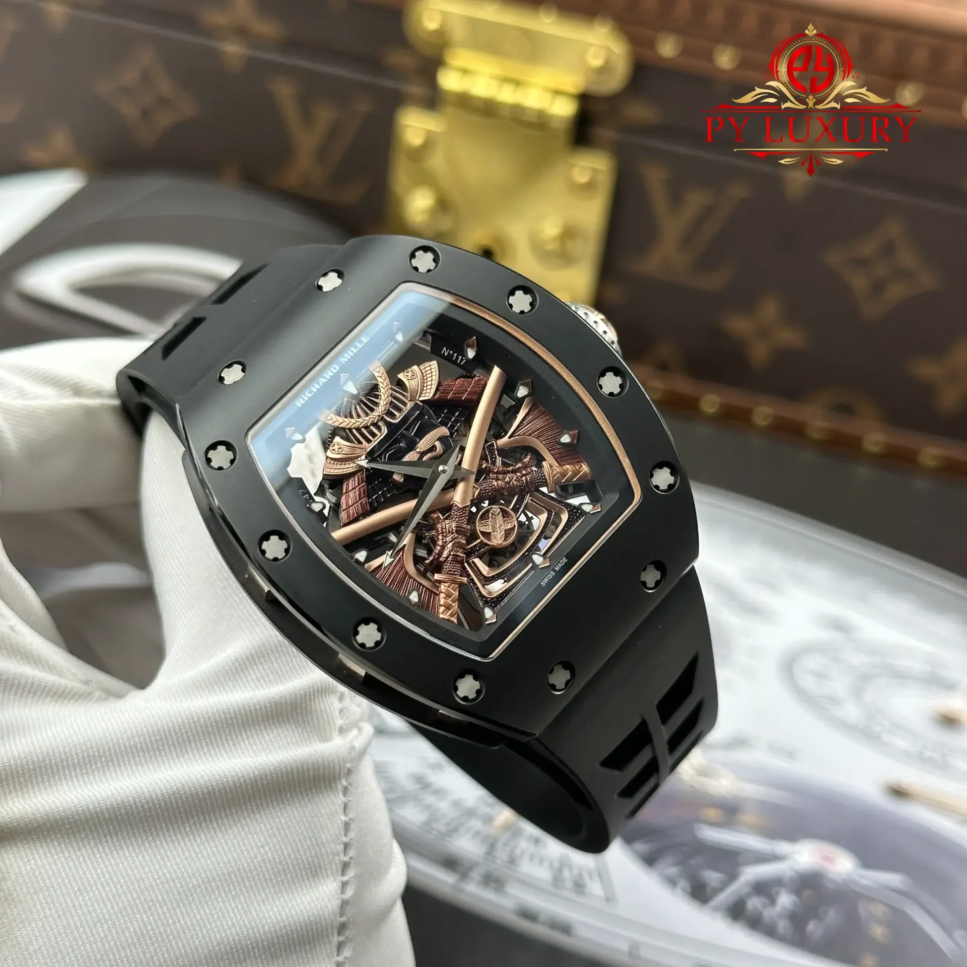 Richard Mille RM47 Samurai Tourbillon Rose Gold Black Ceramic Best Replica 42.7mm - 图片 4