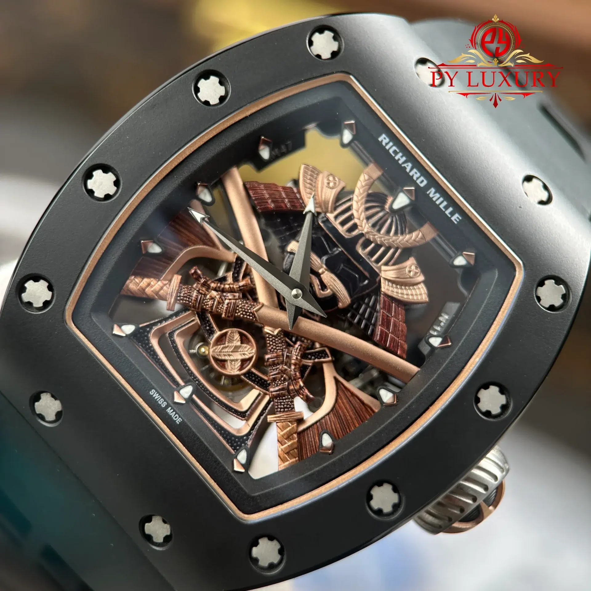 Richard Mille RM47 Samurai Tourbillon Rose Gold Black Ceramic Best Replica 42.7mm - 图片 5