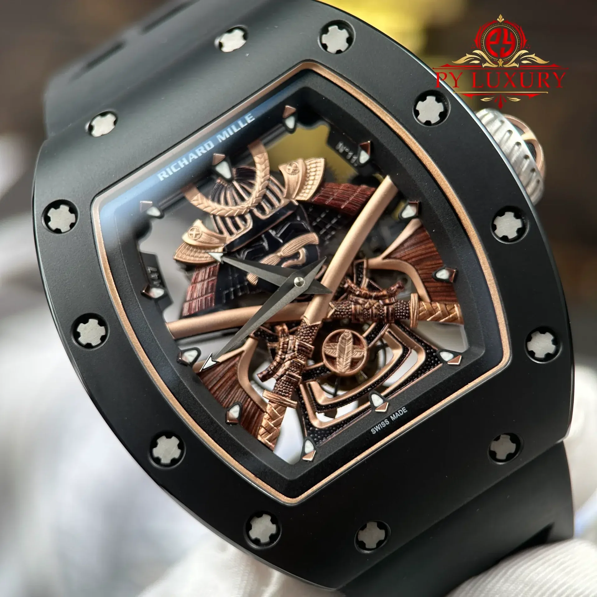 Richard Mille RM47 Samurai Tourbillon Rose Gold Black Ceramic Best Replica 42.7mm - 图片 6